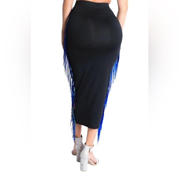 Womens High Waist Stretch Bodycon Sequins Fringe Maxi Pencil Party Skirt
New - Picture 5 of 8